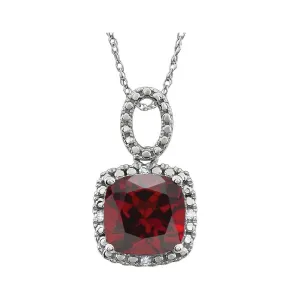 14k White Gold Mozambique Garnet & .03 CTW Diamond 18" Necklace