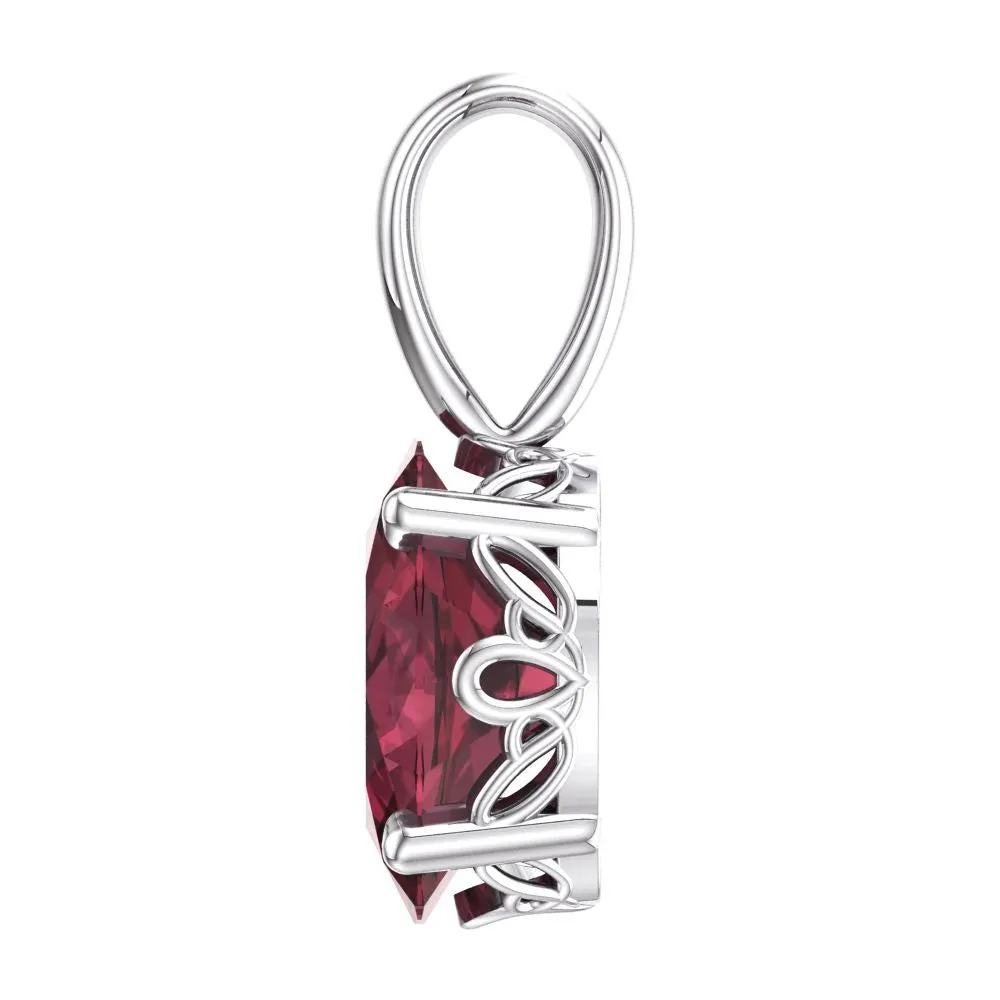 14k White Gold Mozambique Garnet Pendant