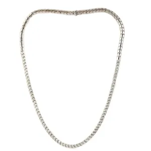 14K White Gold Pave Natural Diamond Tennis Design Choker Necklace