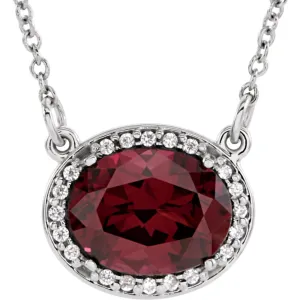 14k White Gold Rhodolite Garnet & .05 CTW Diamond 16" Necklace