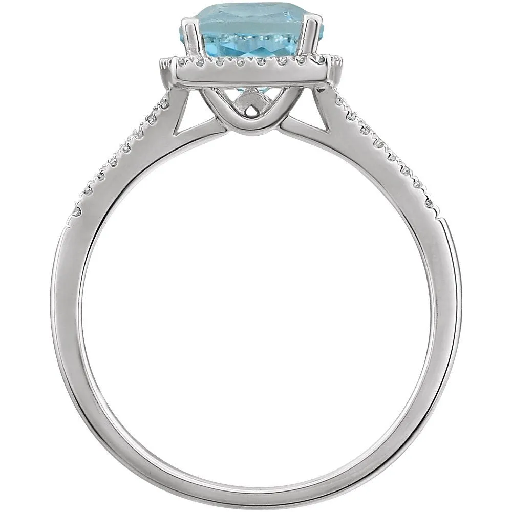 14k White Gold Sky Blue Topaz & 1/5 CTW Diamond Ring