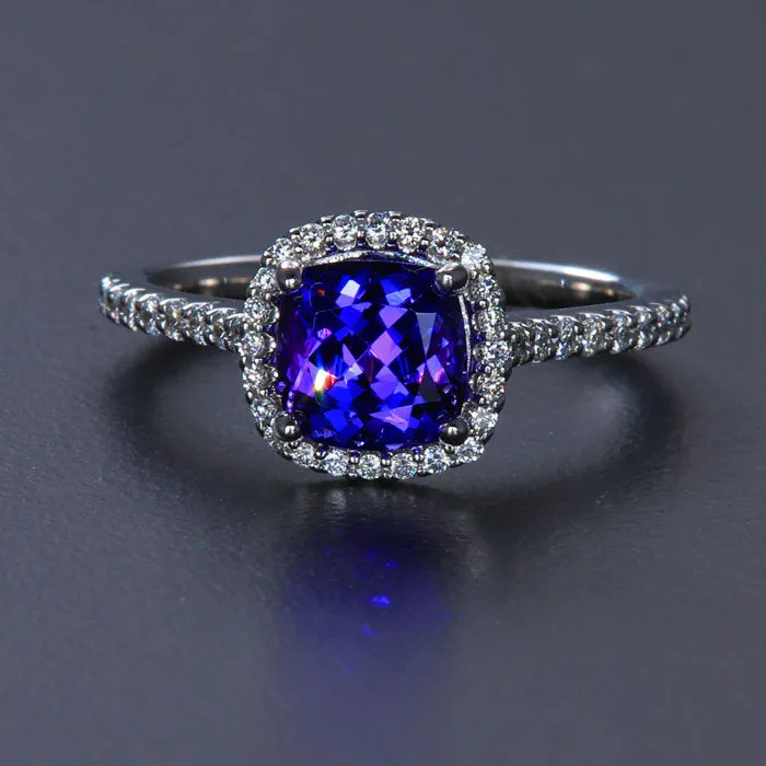 14K White Gold Tanzanite and Diamond Ring 1.50 Carats*