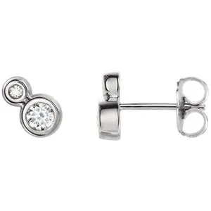 14K White Sapphire & .03 CTW Diamond Earrings