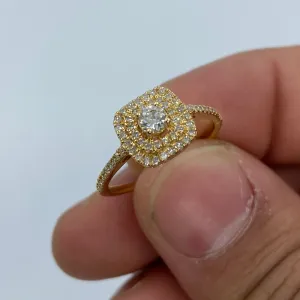 14K Wide Square With Large Center Stone Diamond Engagement Ring