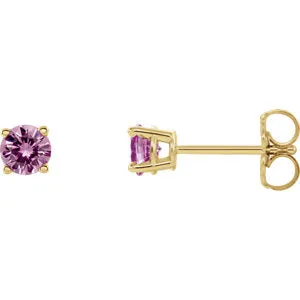 14K Yellow 2.5 mm Round Pink Sapphire Earrings