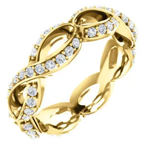 14K Yellow 5/8 CTW Diamond Sculptural-Inspired Eternity Band Size 6