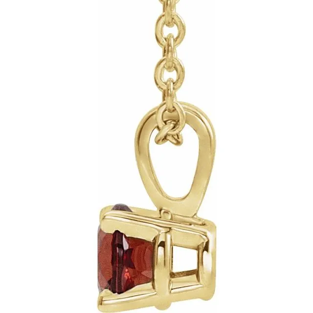 14K Yellow Gold 5 mm Natural Mozambique Garnet 16-18" Necklace