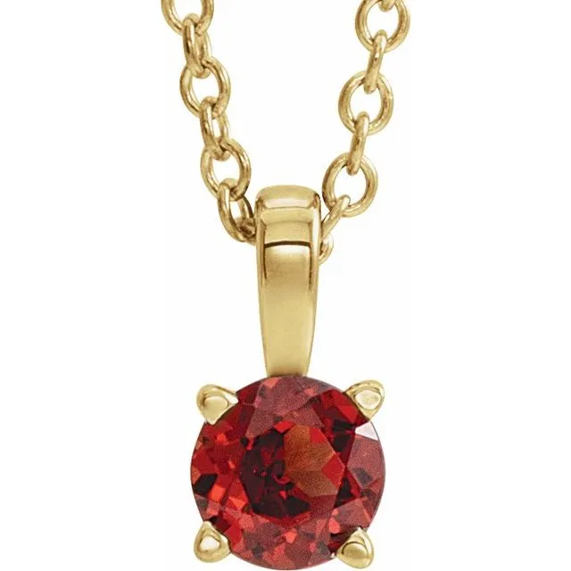 14K Yellow Gold 5 mm Natural Mozambique Garnet 16-18" Necklace