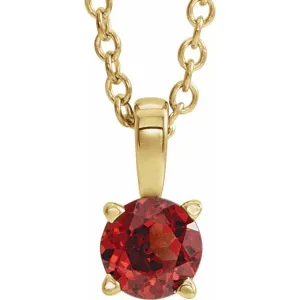 14K Yellow Gold 5 mm Natural Mozambique Garnet 16-18" Necklace
