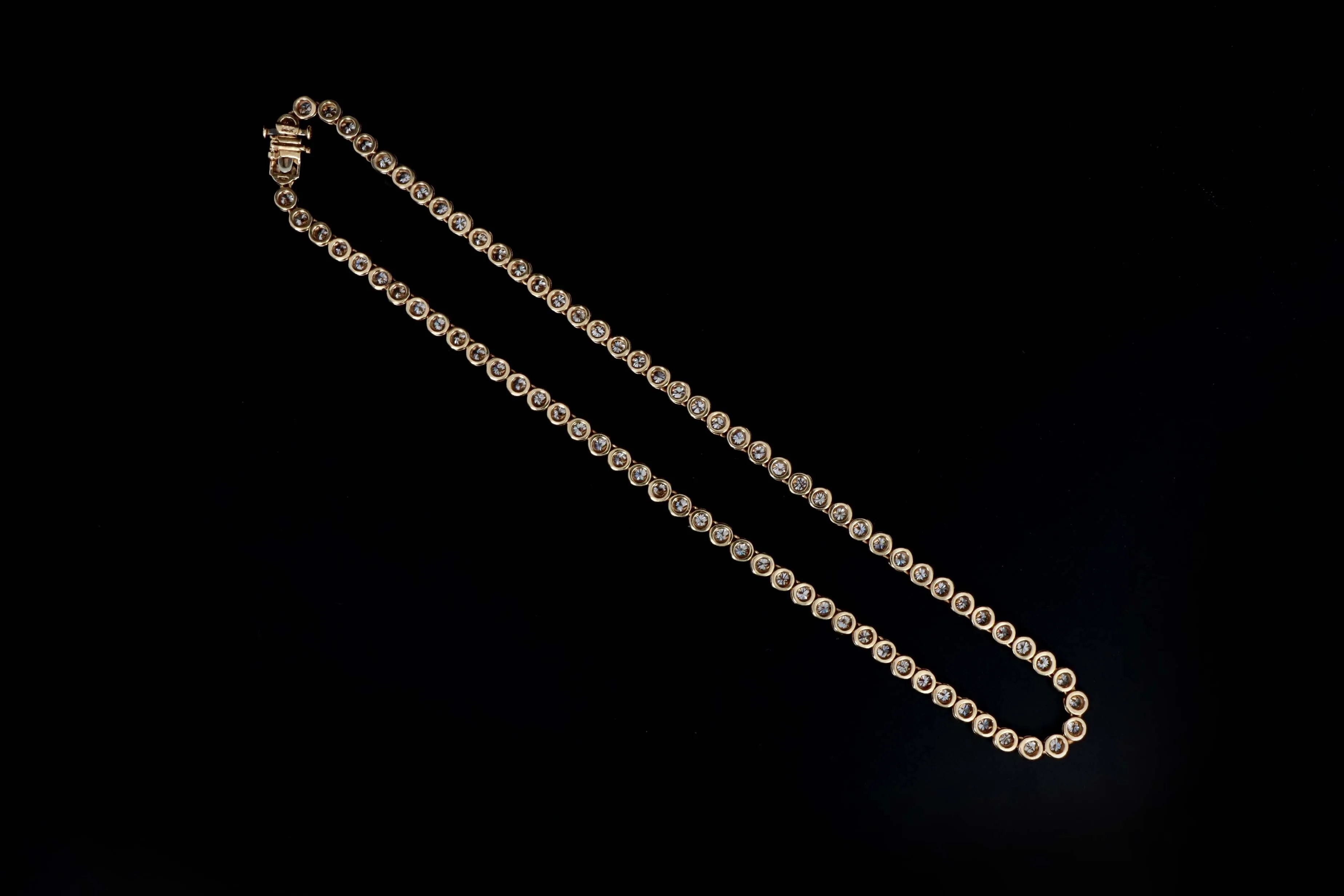 14K Yellow Gold 7.0 Carat Total Weight Round Brilliant Cut Diamond Tennis Choker Necklace