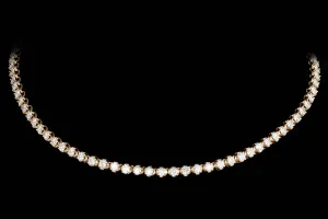 14K Yellow Gold 7.0 Carat Total Weight Round Brilliant Cut Diamond Tennis Choker Necklace