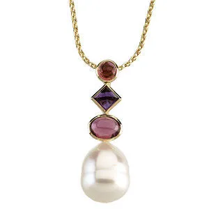 14k Yellow Gold Accented Pendant for Pearl
