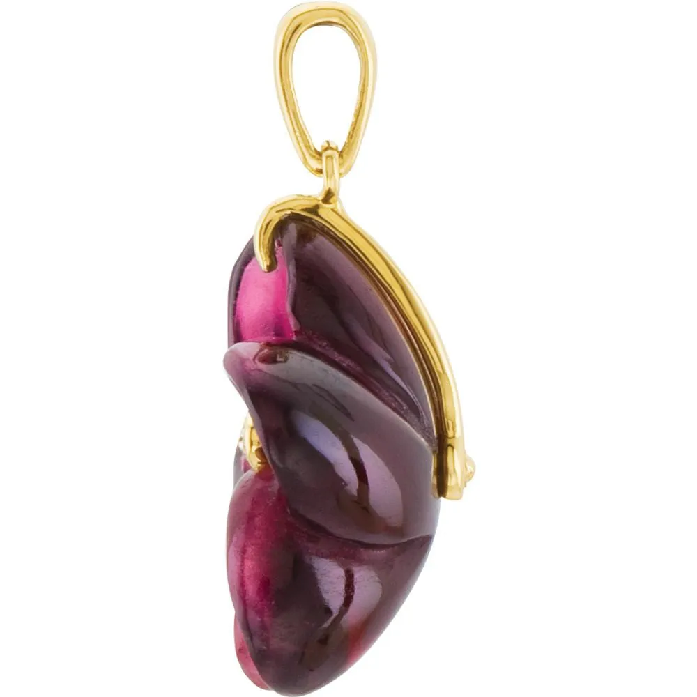 14k Yellow Gold Brazilian Garnet & Diamond Flower Pendant