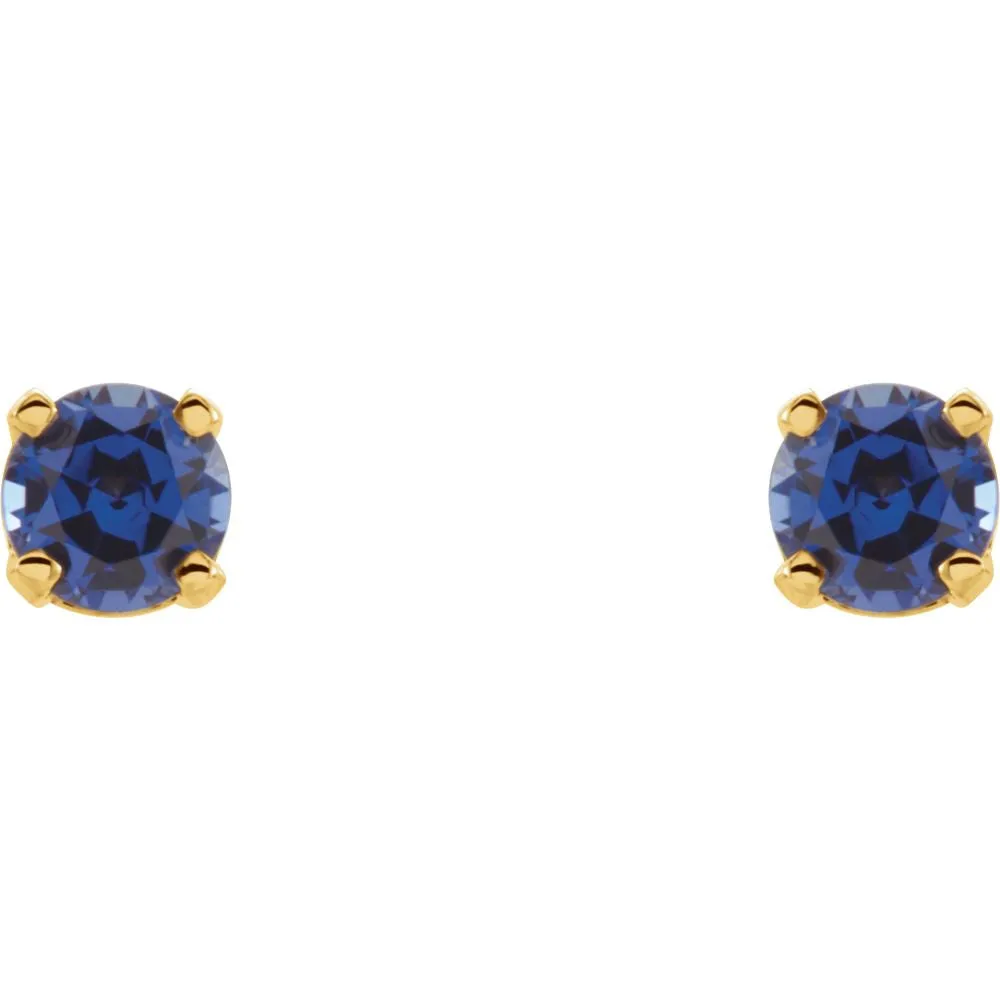14k Yellow Gold Chatham® Lab-Grown Sapphire Youth Earrings