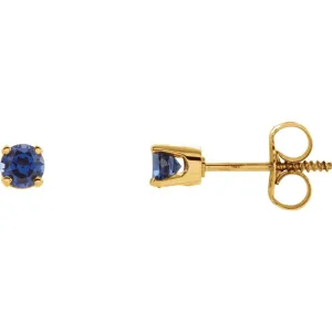 14k Yellow Gold Chatham® Lab-Grown Sapphire Youth Earrings