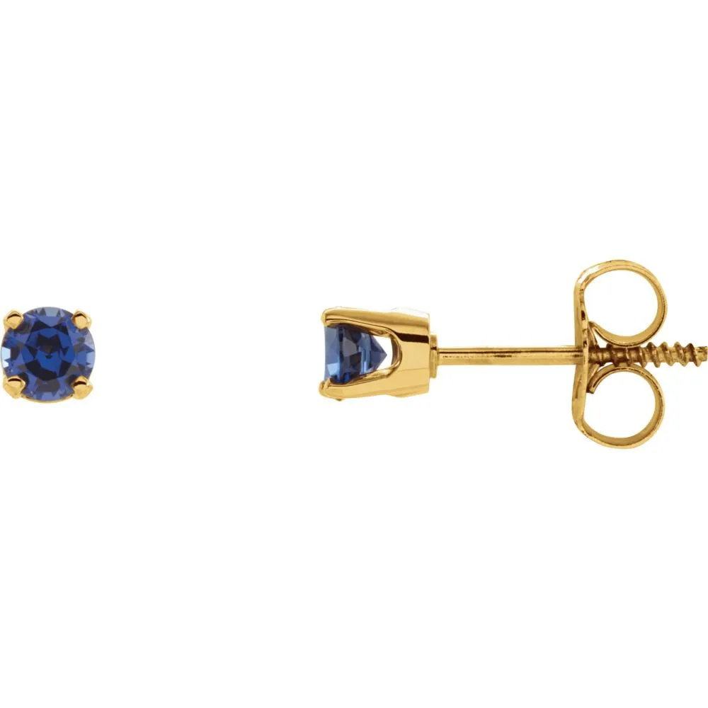 14k Yellow Gold Chatham® Lab-Grown Sapphire Youth Earrings