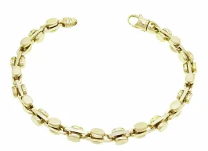 14k Yellow Gold Handmade Fashion Link Bracelet 8.5" 6mm 33 grams