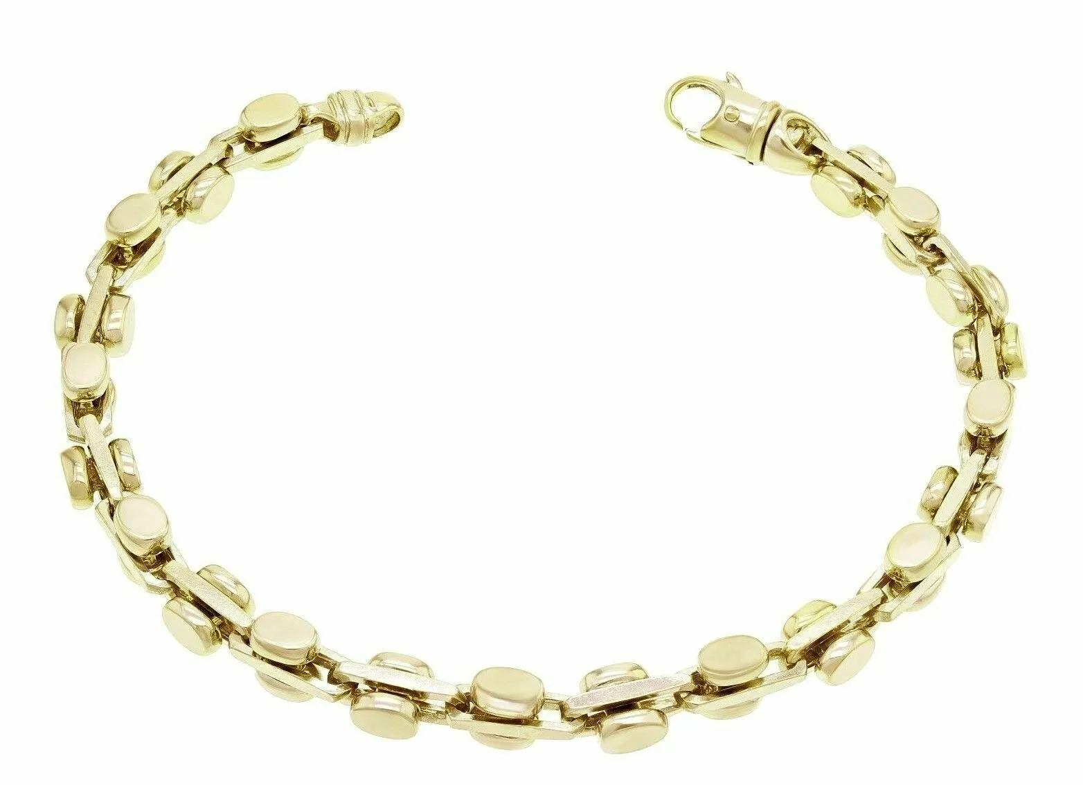 14k Yellow Gold Handmade Fashion Link Bracelet 8.5" 6mm 33 grams