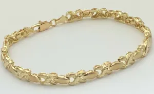 14k Yellow Gold Hugs & Kisses XOXO Link Bracelet 7.25" 5.3mm 9 grams