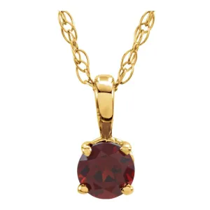 14k Yellow Gold Mozambique Garnet 14" Necklace