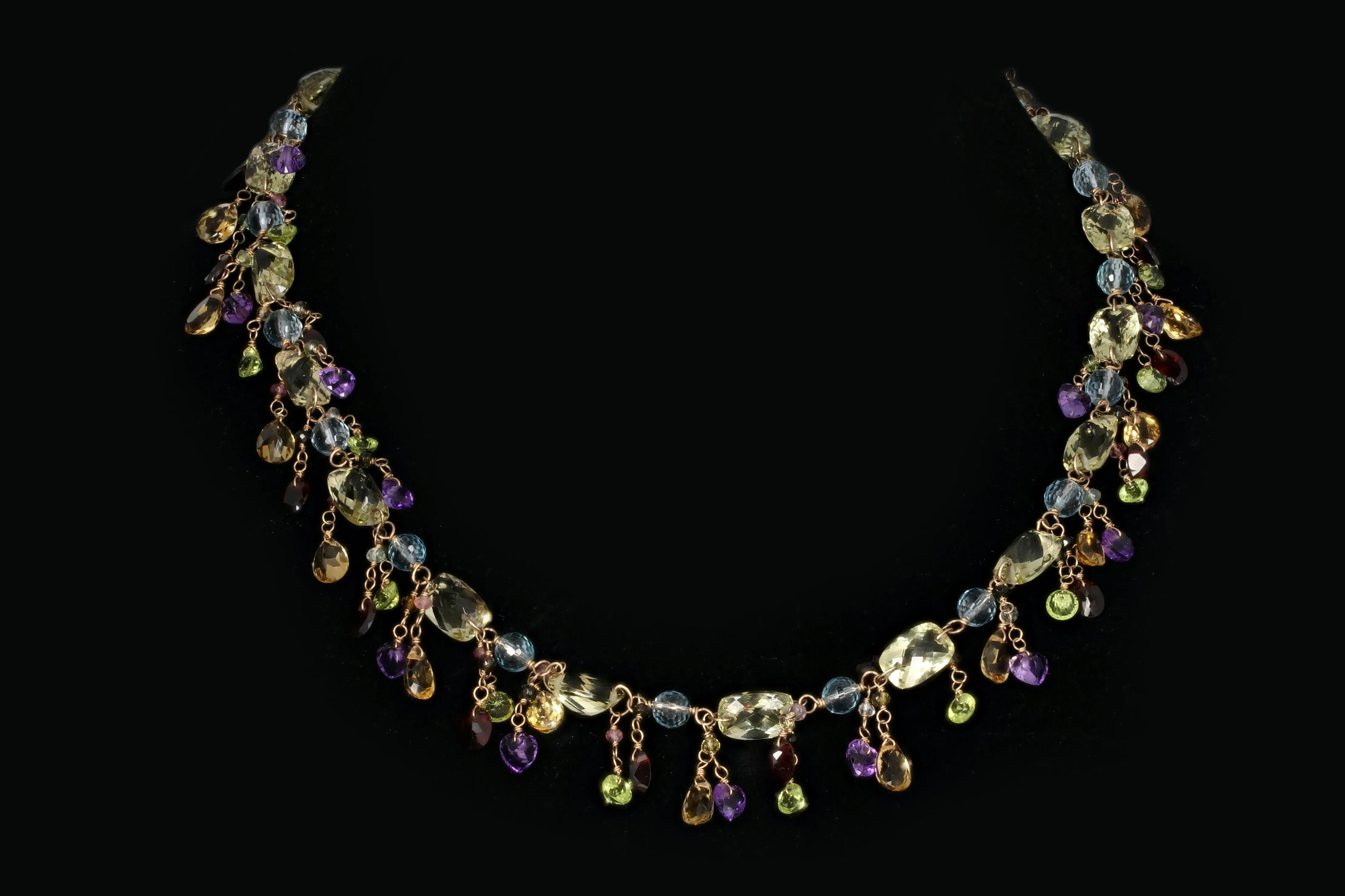 14K Yellow Gold Multi Gemstone Necklace