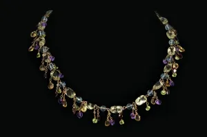 14K Yellow Gold Multi Gemstone Necklace