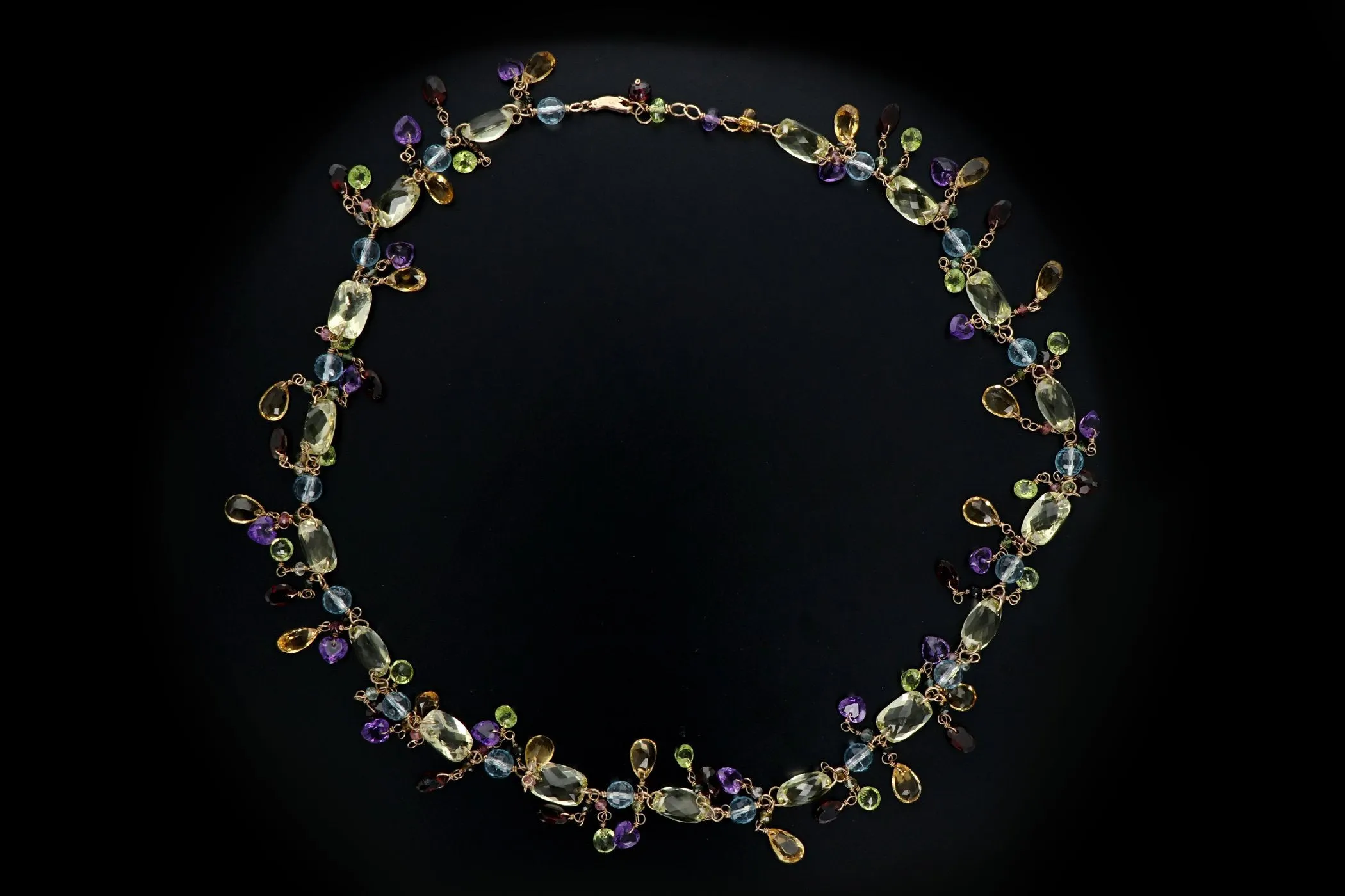 14K Yellow Gold Multi Gemstone Necklace