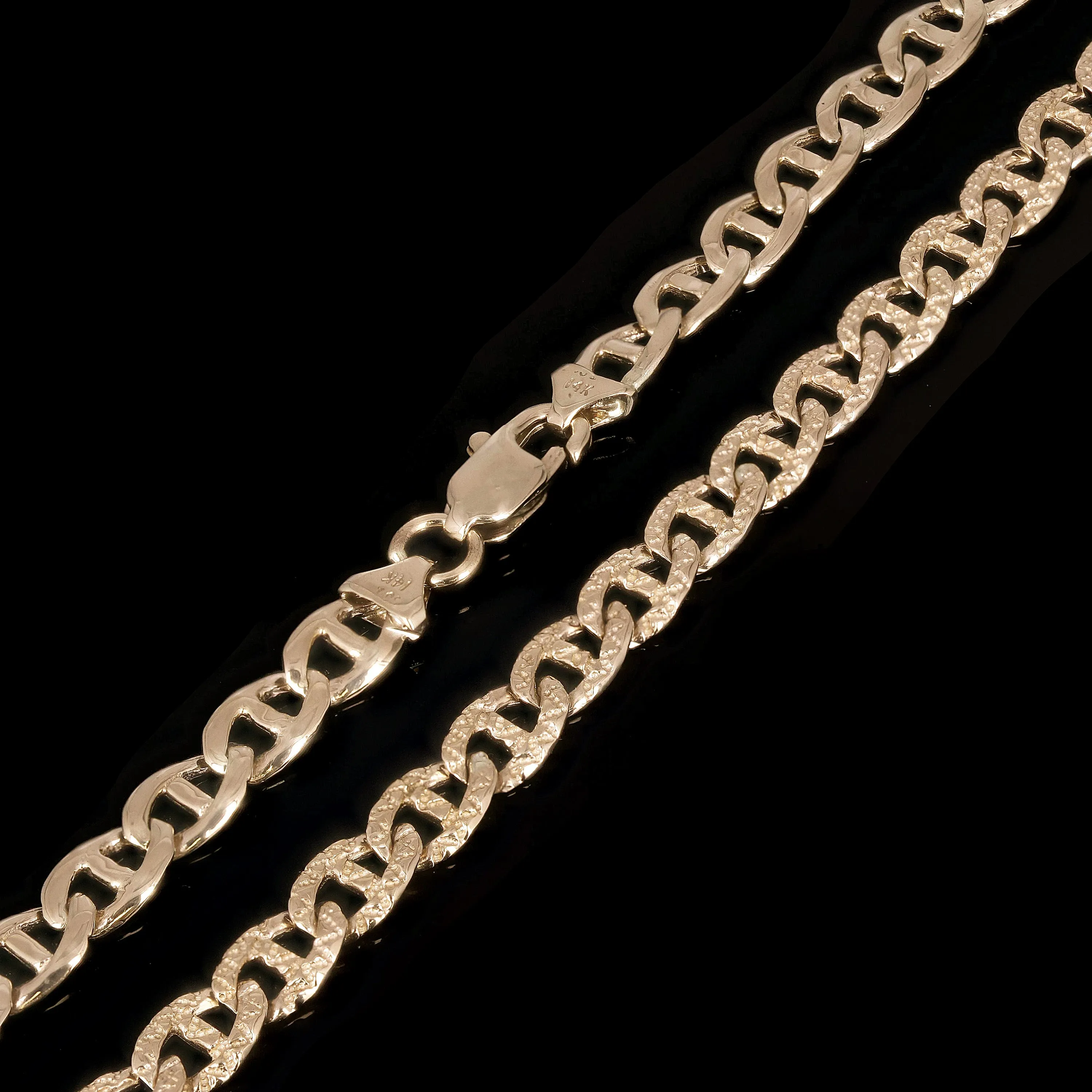 14k Yellow Gold Nugget Gucci Mariner Link Chain Bracelet 7.3mm 7" - 9"