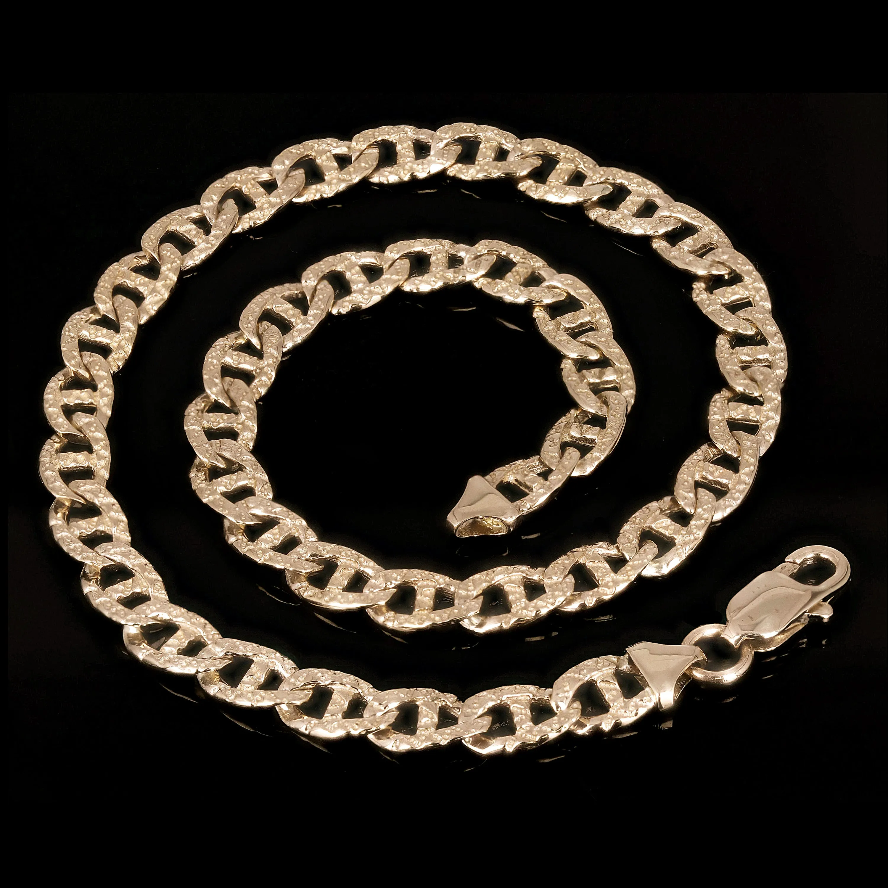 14k Yellow Gold Nugget Gucci Mariner Link Chain Bracelet 7.3mm 7" - 9"
