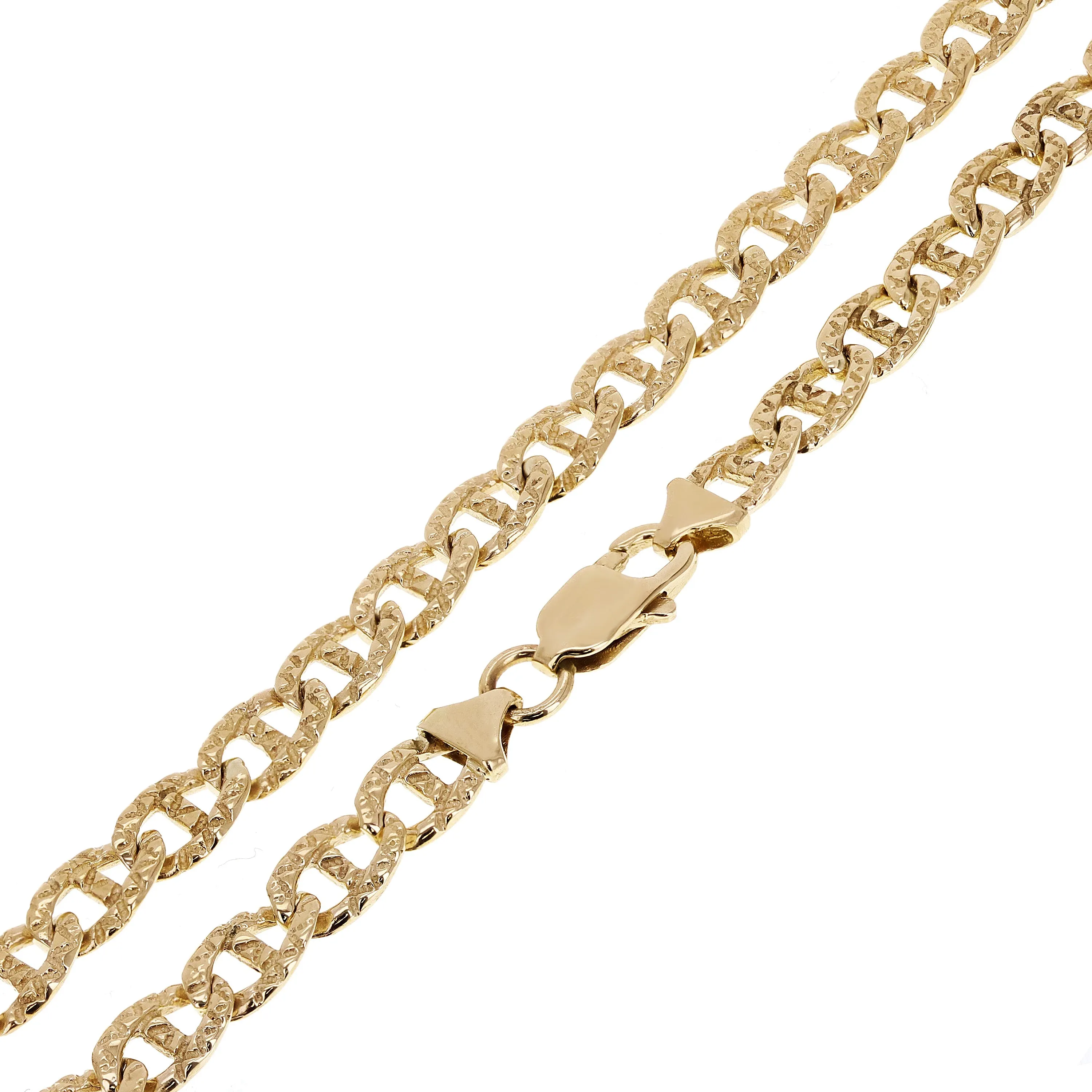 14k Yellow Gold Nugget Gucci Mariner Link Chain Bracelet 7.3mm 7" - 9"