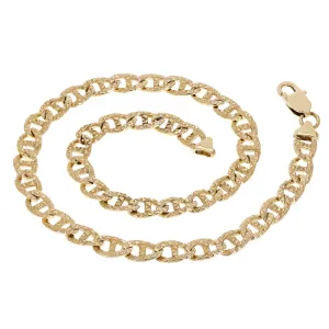 14k Yellow Gold Nugget Gucci Mariner Link Chain Bracelet 7.3mm 7" - 9"
