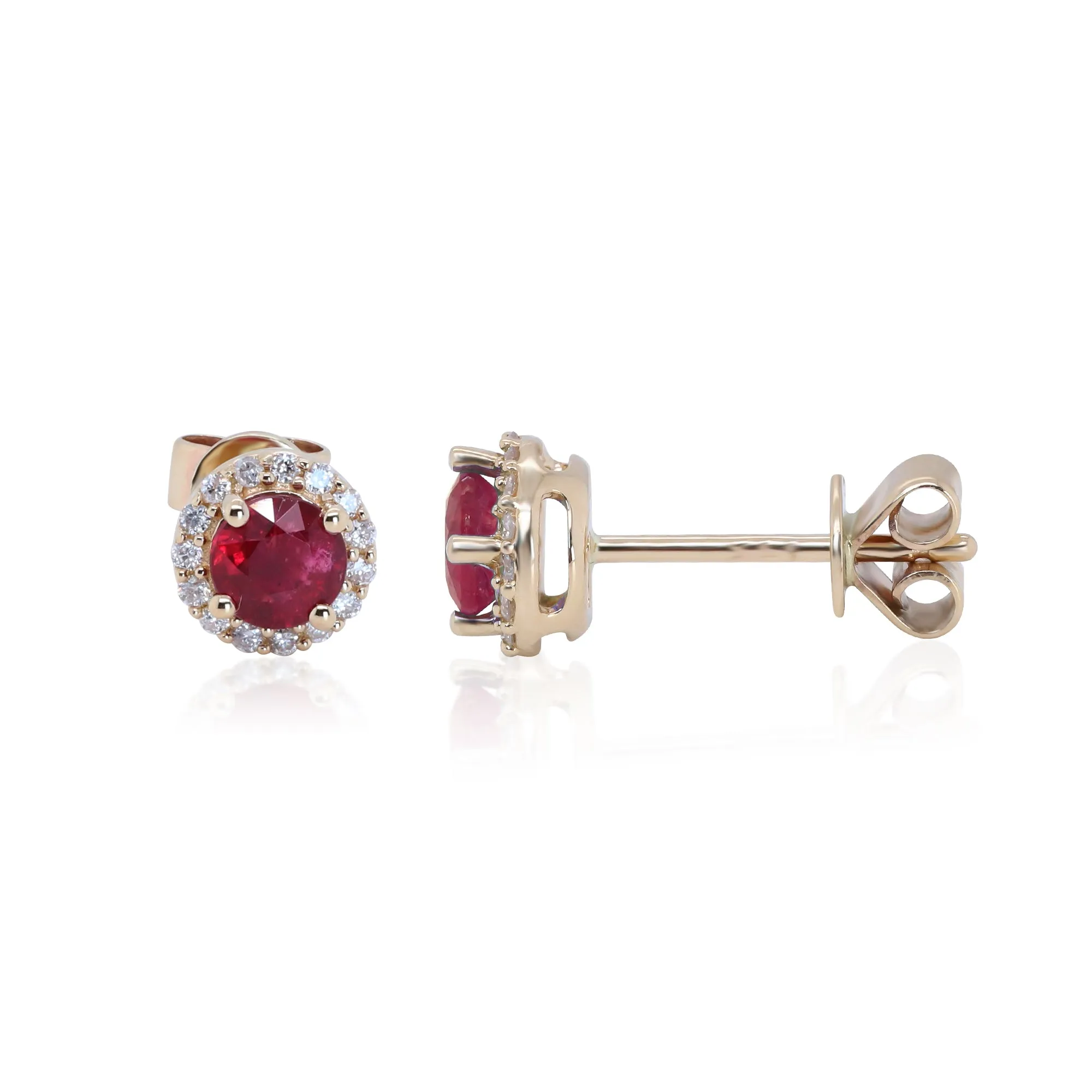 14K Yellow Gold Ruby Earrings