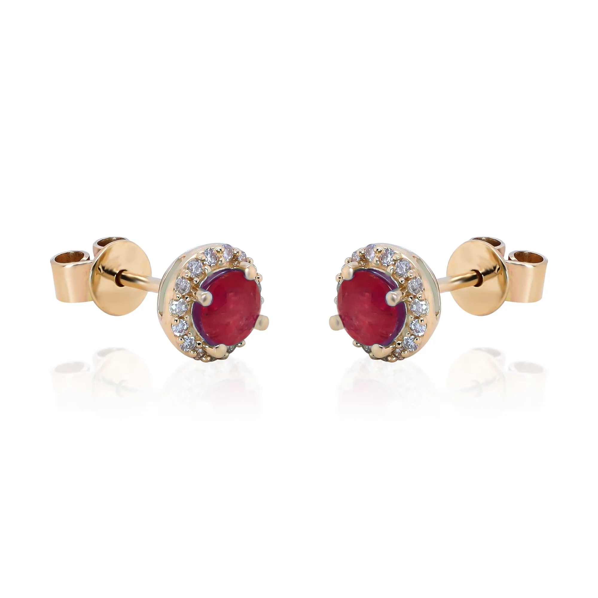 14K Yellow Gold Ruby Earrings