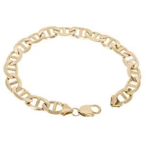14k Yellow Gold Solid Concave Mariner Gucci Chain Bracelet 12mm 7.5" - 9"