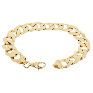 14k Yellow Gold Solid Heavy Cuban Link Chain Bracelet 7.5" - 9.5" 15.6mm