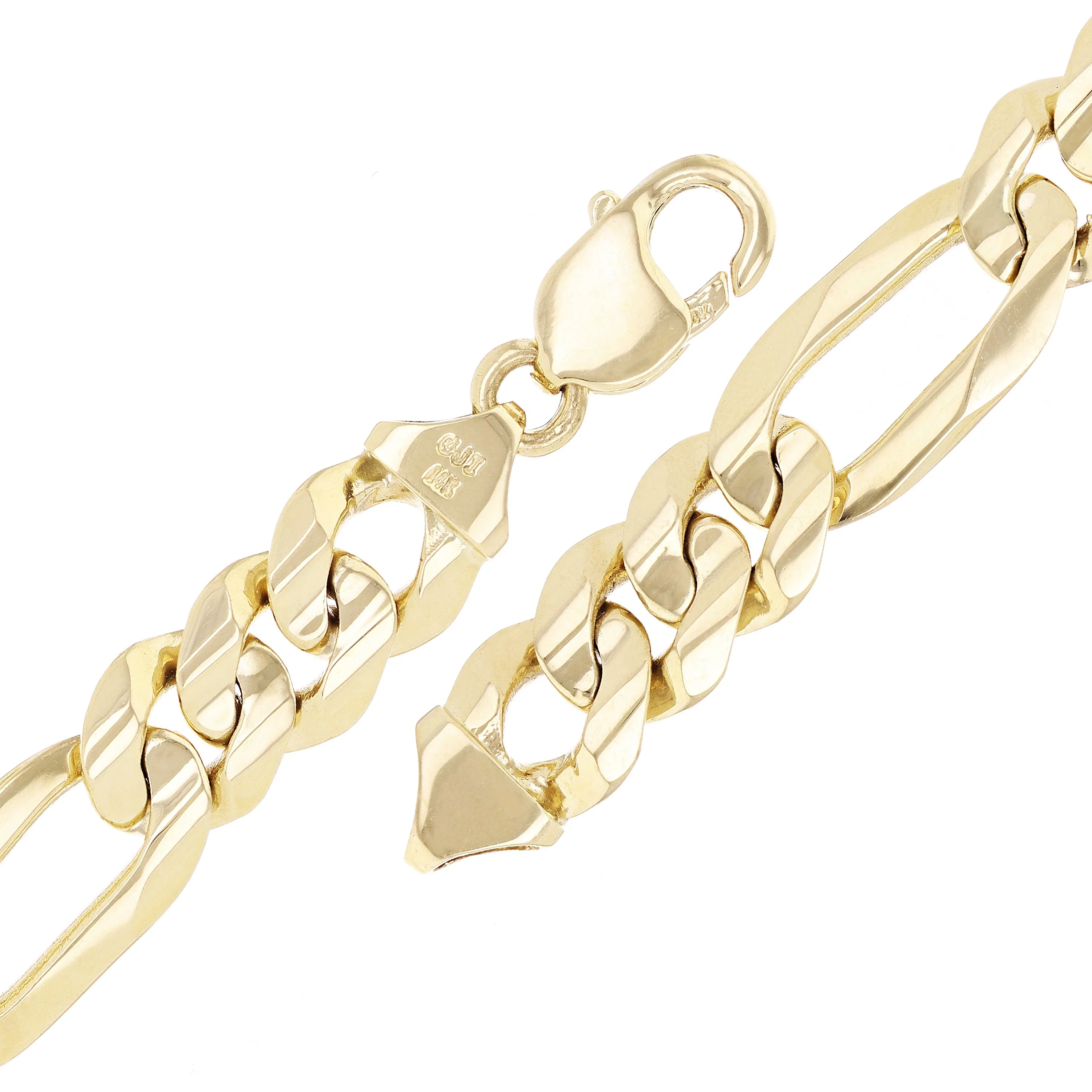 14k Yellow Gold Solid Heavy Figaro Link Chain Bracelet 9.5" 12.7mm 59.7 grams