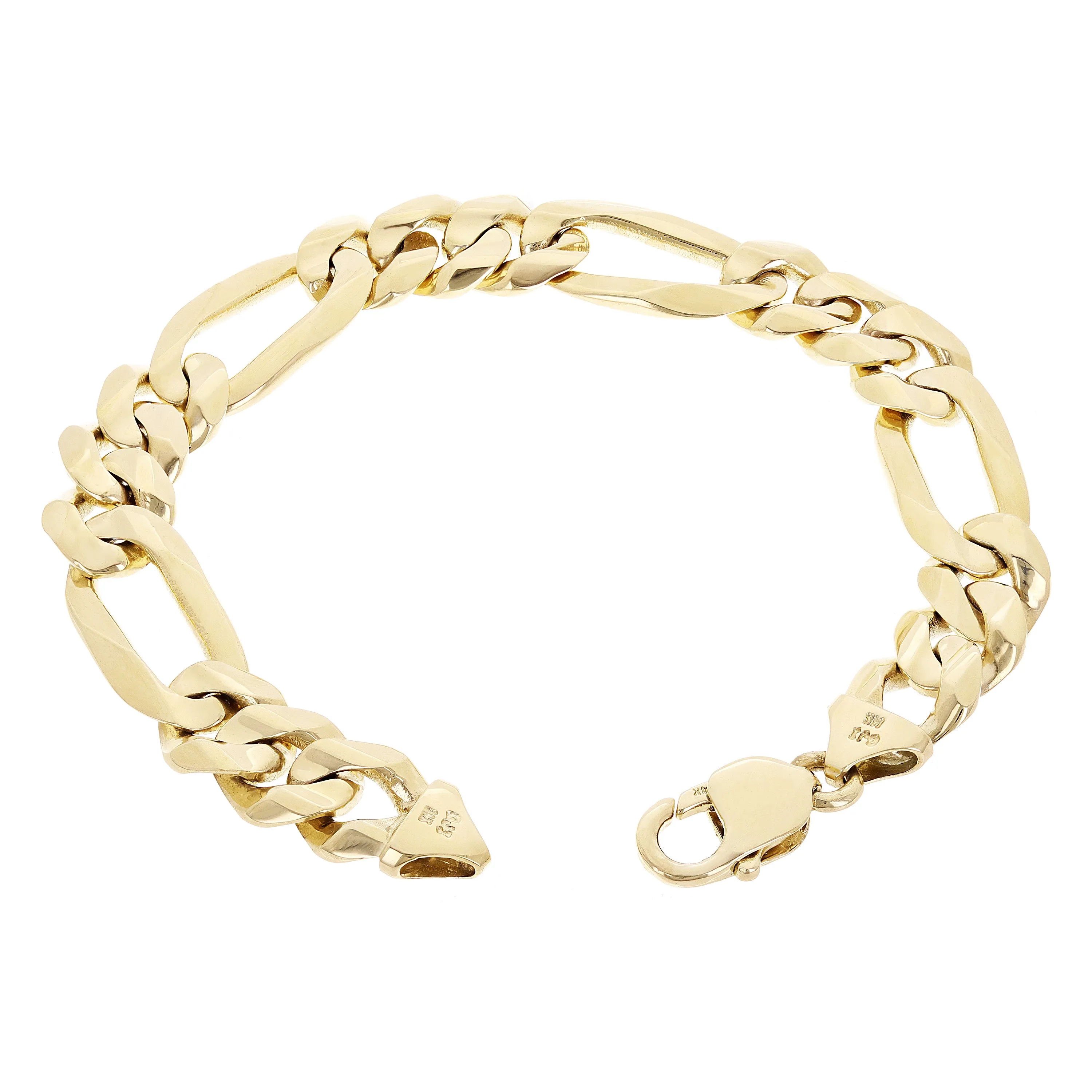 14k Yellow Gold Solid Heavy Figaro Link Chain Bracelet 9.5" 12.7mm 59.7 grams