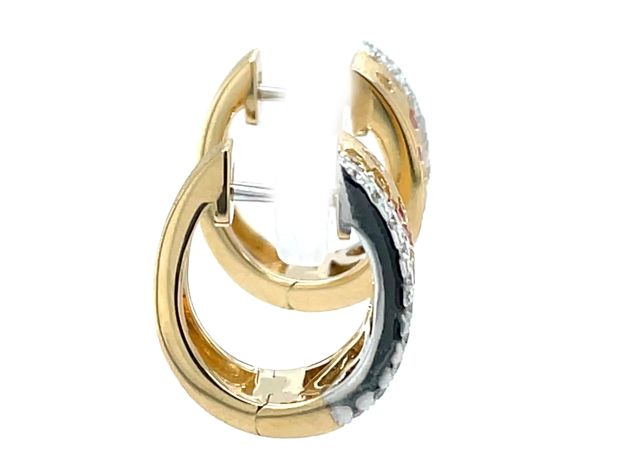 14K Yellow Multi-Gemstone and Natural Diamond Huggie Earrings