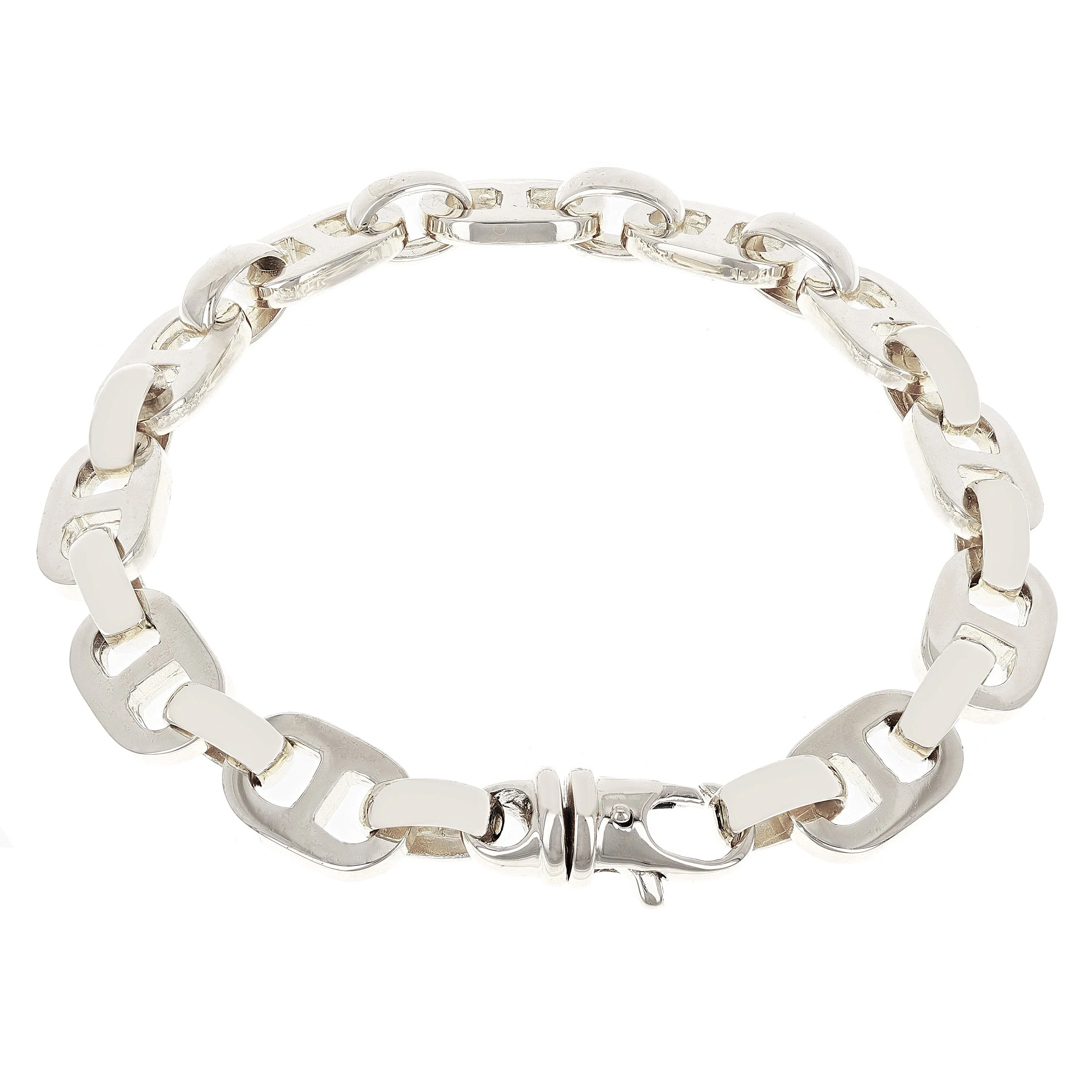14k Yellow or White Gold Solid Handmade Mariner Link Chain Bracelet 9.5mm Various Lengths