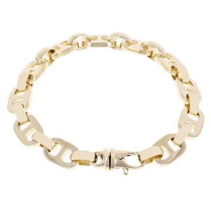 14k Yellow or White Gold Solid Handmade Mariner Link Chain Bracelet 9.5mm Various Lengths