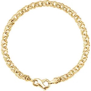 14K Yellow Solid Double Link Charm Bracelet