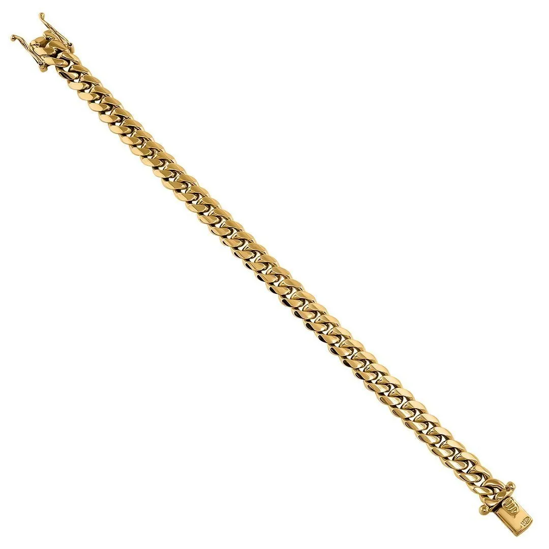 14K Yellow Solid Gold Miami Cuban Link Bracelet 9 mm