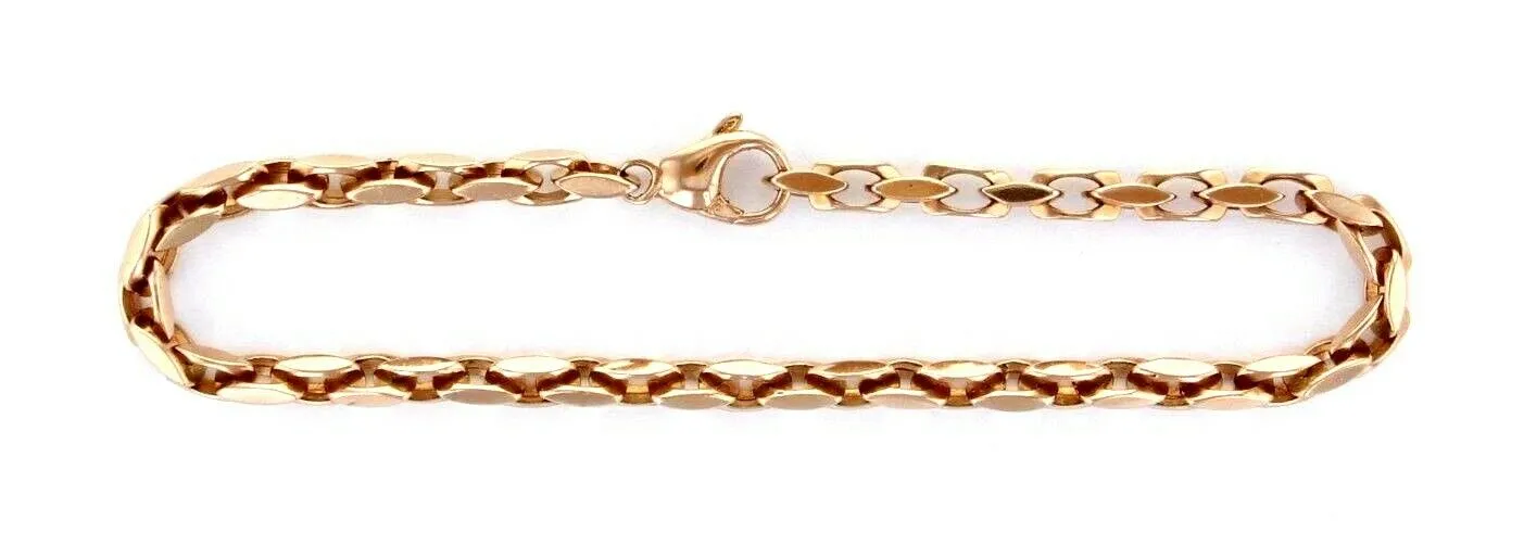 14k Yellow White or Rose Gold Handmade Fashion Link Bracelet 8" - 8.5" 4.35mm