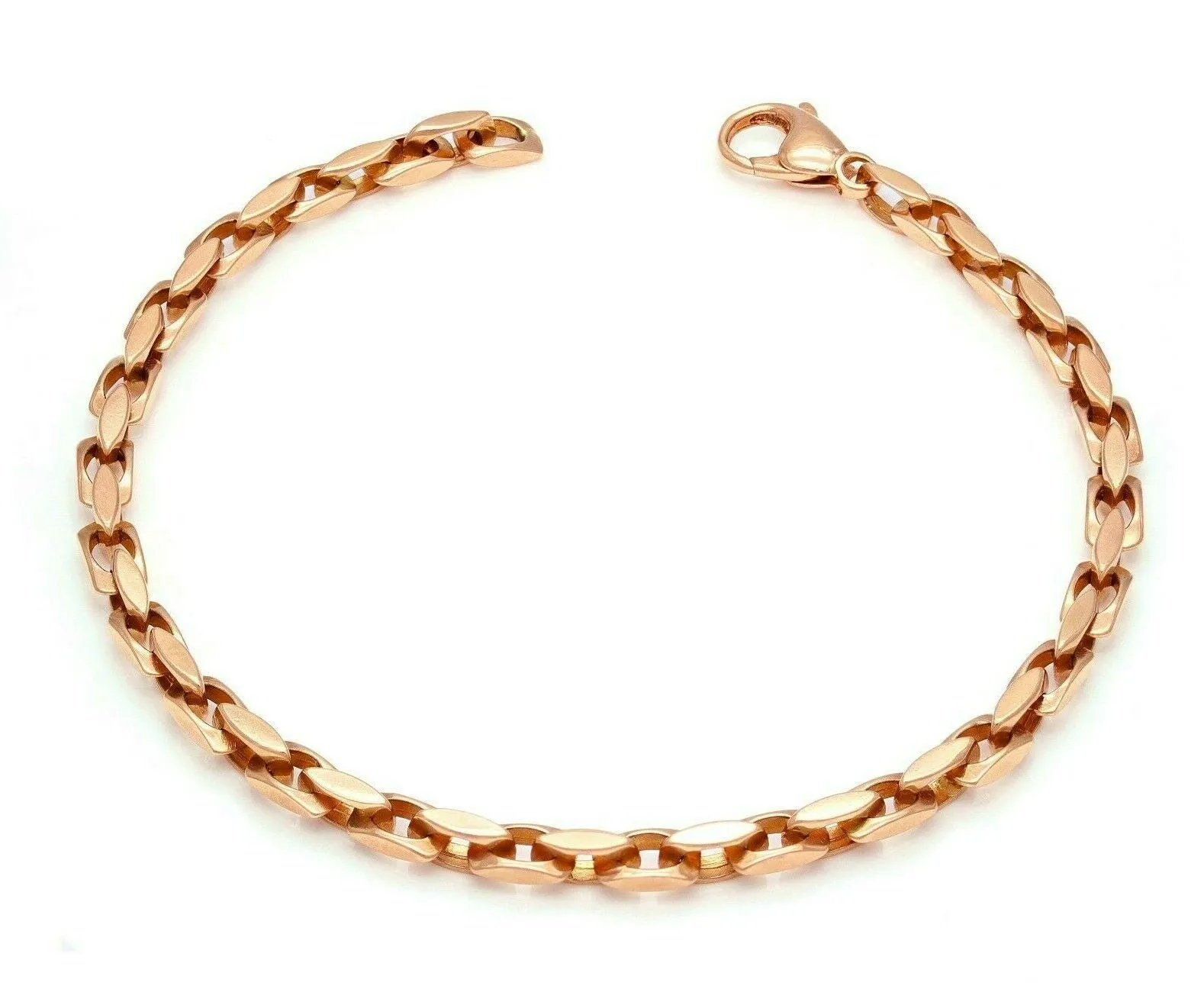 14k Yellow White or Rose Gold Handmade Fashion Link Bracelet 8" - 8.5" 4.35mm