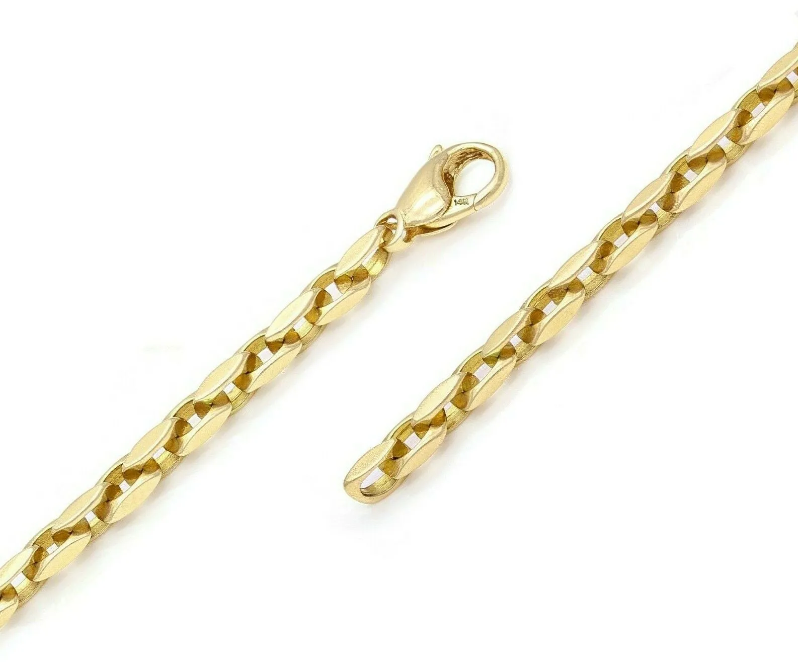 14k Yellow White or Rose Gold Handmade Fashion Link Bracelet 8" - 8.5" 4.35mm