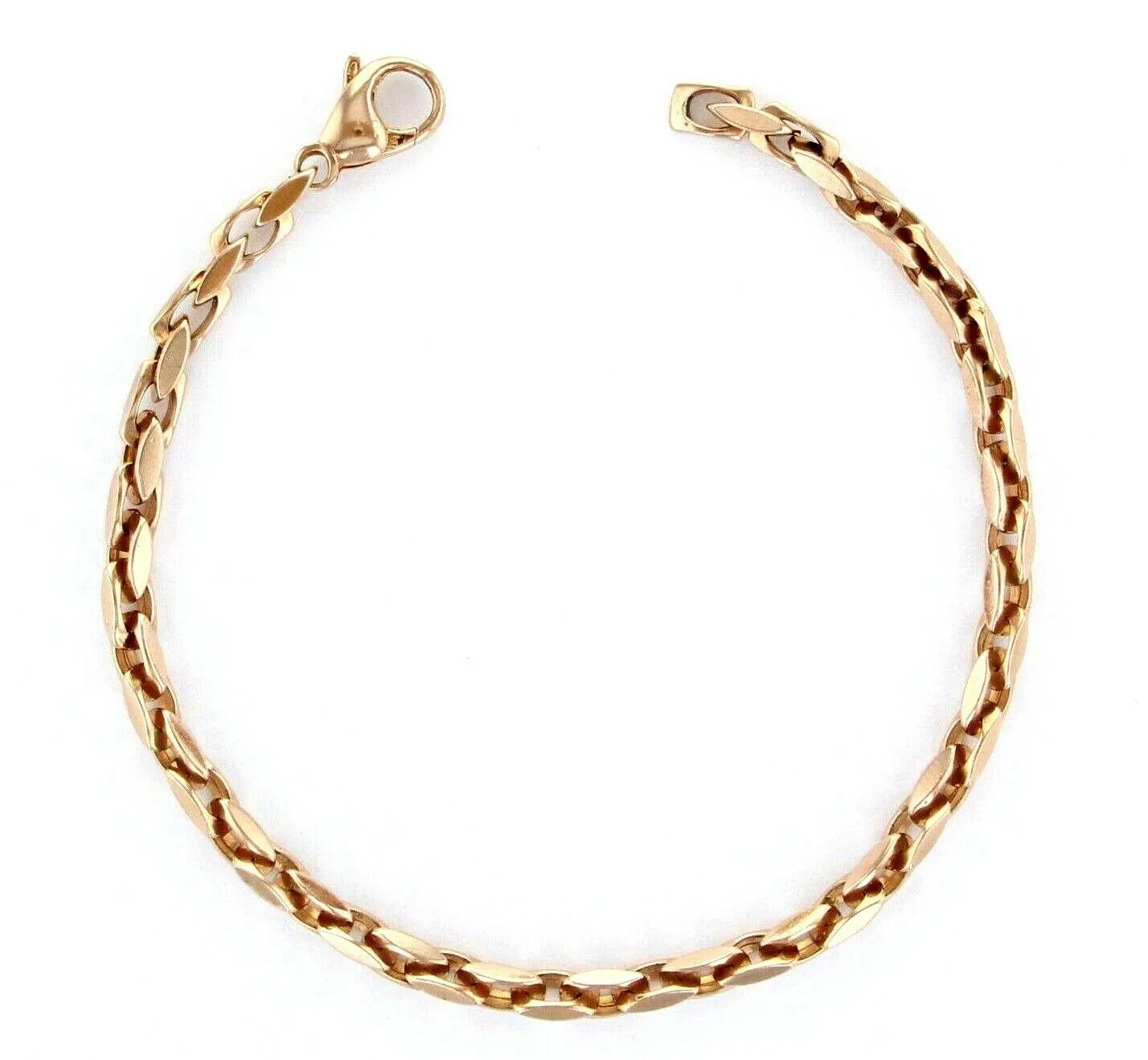 14k Yellow White or Rose Gold Handmade Fashion Link Bracelet 8" - 8.5" 4.35mm