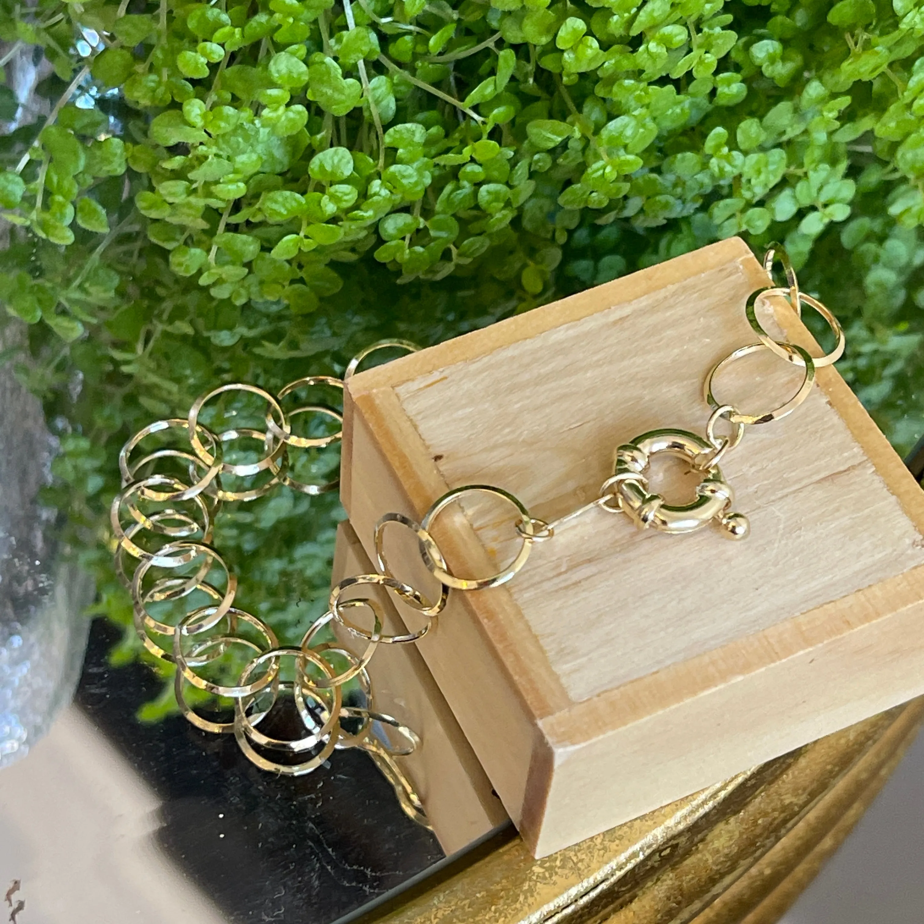 14KT Yellow Gold Polished Open Circles Chain Link Bracelet