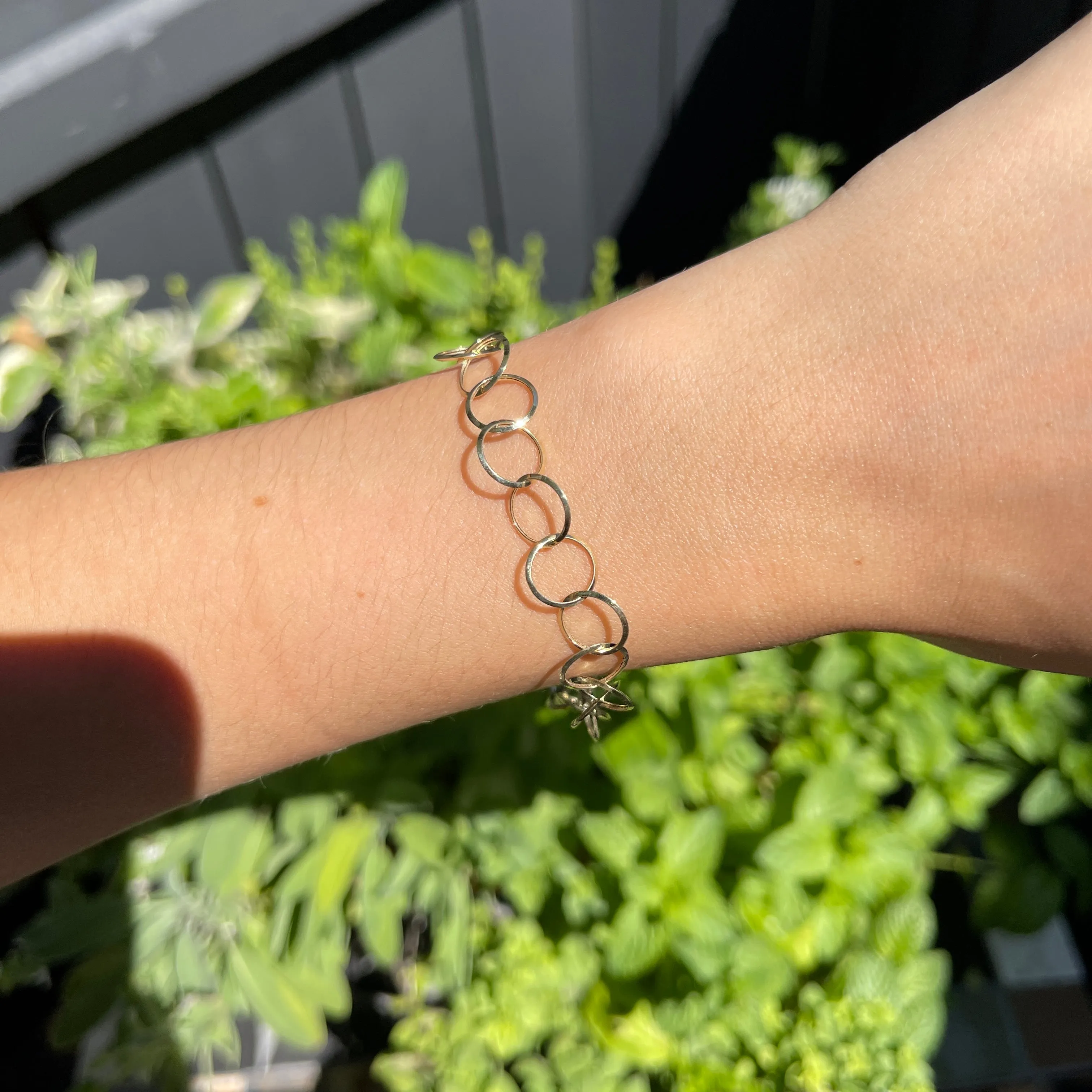 14KT Yellow Gold Polished Open Circles Chain Link Bracelet