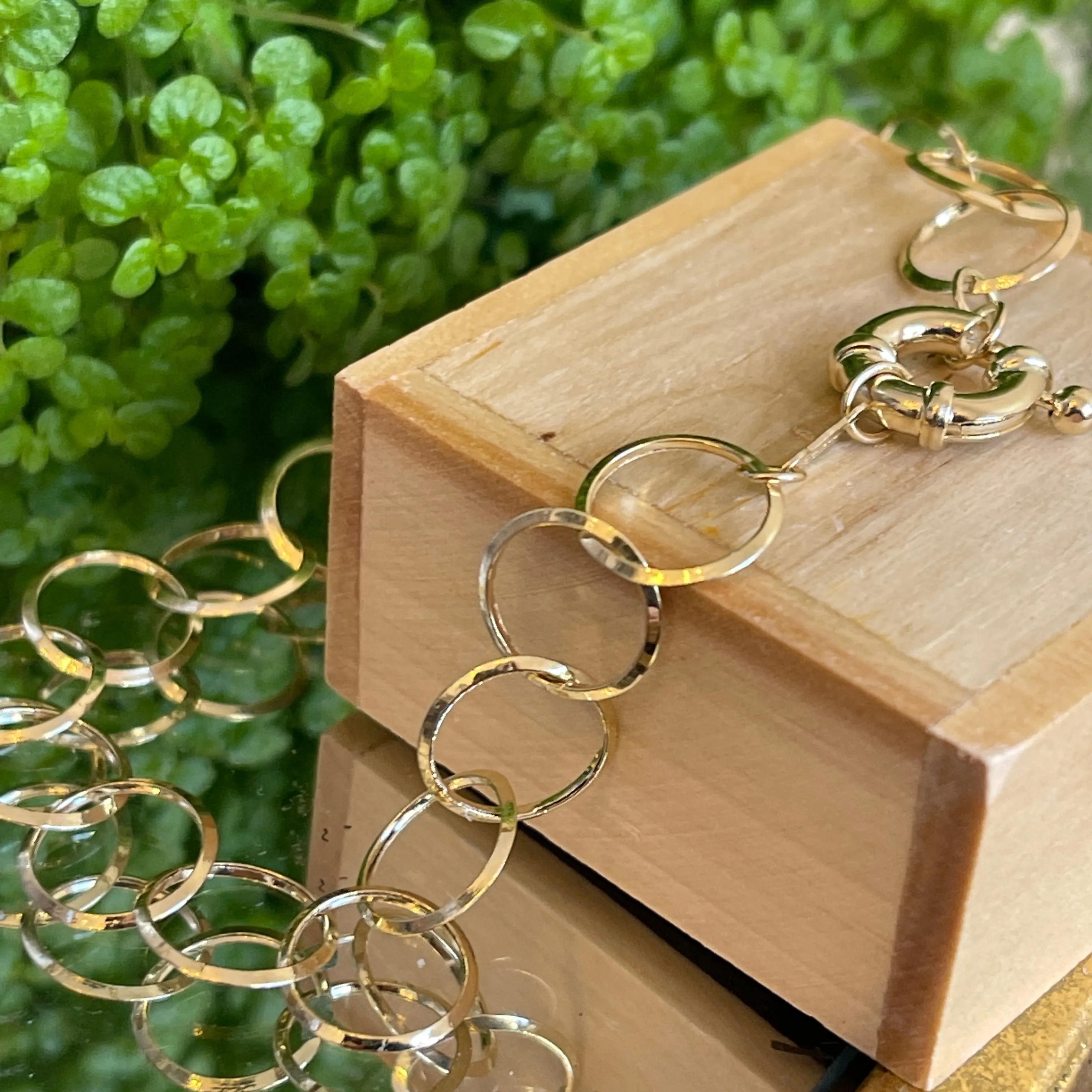 14KT Yellow Gold Polished Open Circles Chain Link Bracelet