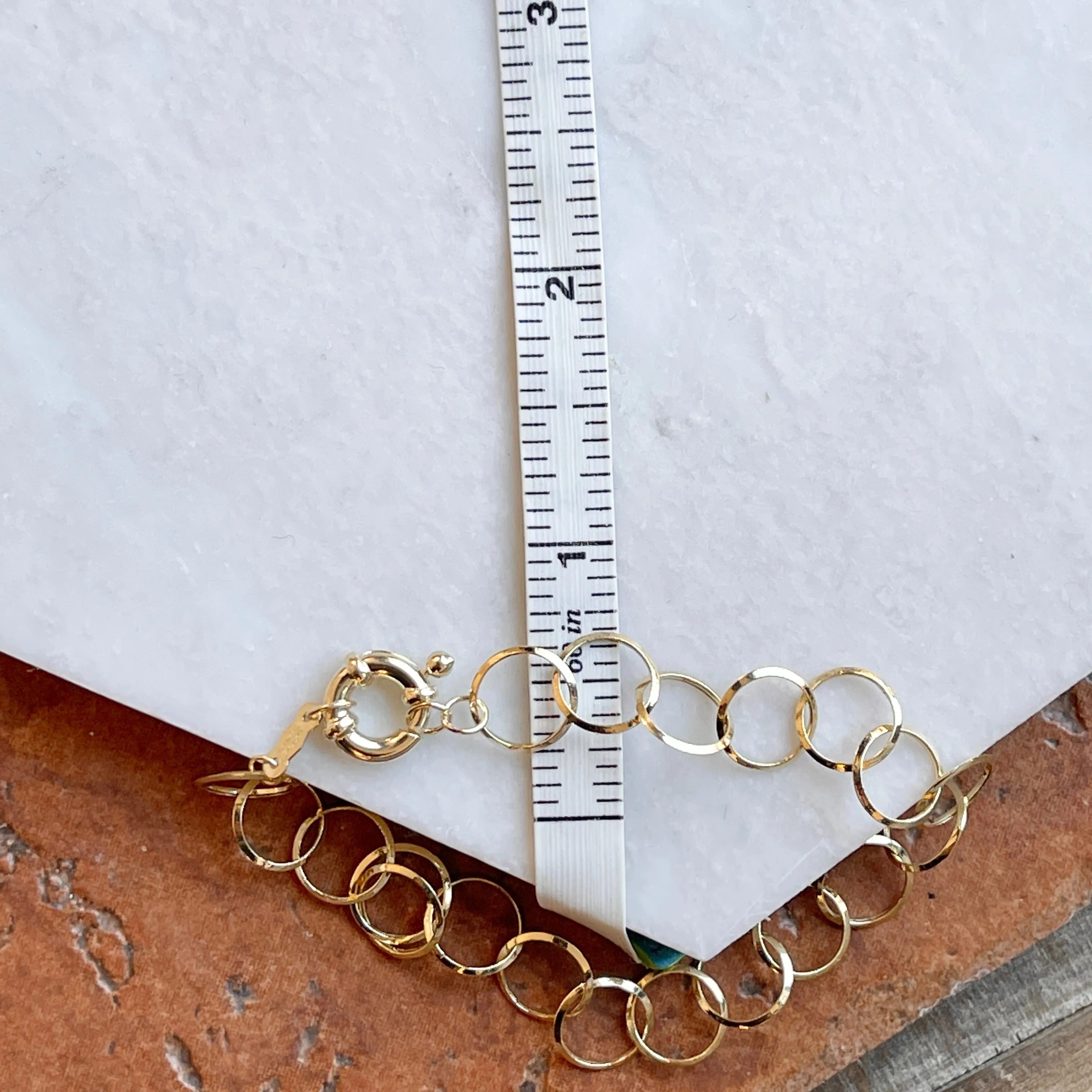 14KT Yellow Gold Polished Open Circles Chain Link Bracelet